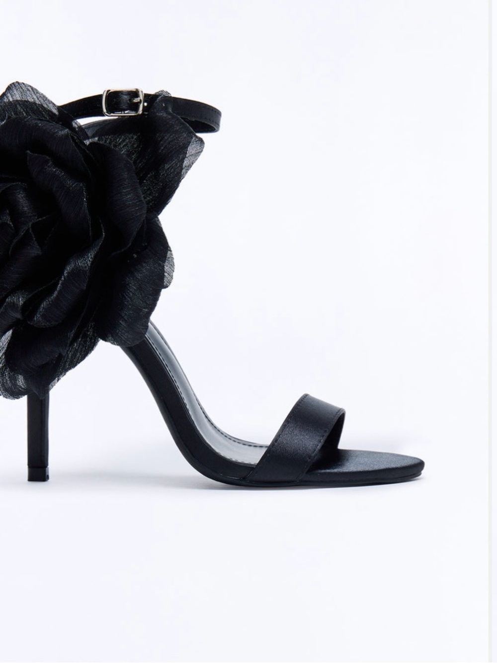 Fashion Nova Black Floral Ankle-Strap Stiletto